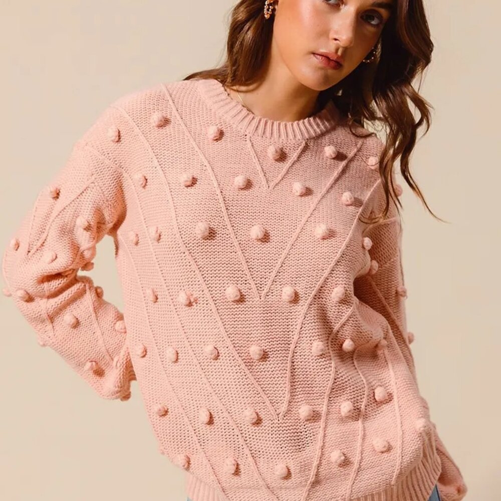 SO ME Pom Pom Textured Knit Sweater Top - Picture 9 of 10